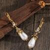 Elegant Earrings Simulated Pearls Earrings Drop Earring Party and Formal Jewelry Alloy Texture Perfect for Women Present