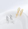 S925 Sterling Silver Tapered Cross Asymmetrical Earrings for Women Korean Fashion Simple Light Luxury Ear Accessories