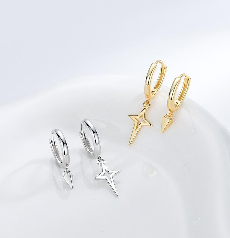 S925 Sterling Silver Tapered Cross Asymmetrical Earrings for Women Korean Fashion Simple Light Luxury Ear Accessories