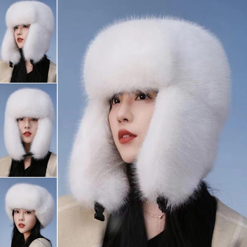 Женская зимняя теплая уличная русская ветрозащитная толстая меховая шапка из искусственного меха ушанка лыжная шапка