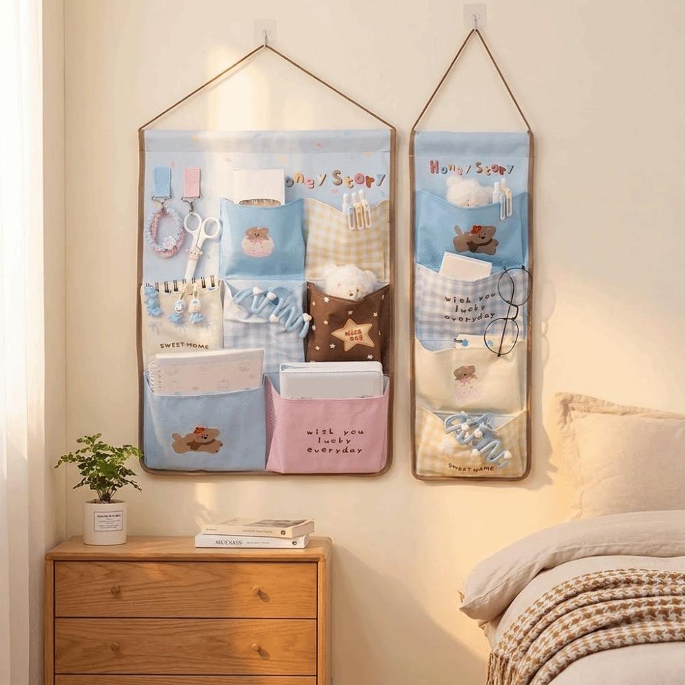Cotton Linen Wall Hanging Storage Bag 4/7 Pockets Socks Storage Bags Closet Storage Bag Dormitory