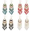 Women Retro Crescent Moon Ear Drops Dangles Tassel Hook Earrings Boho Style
