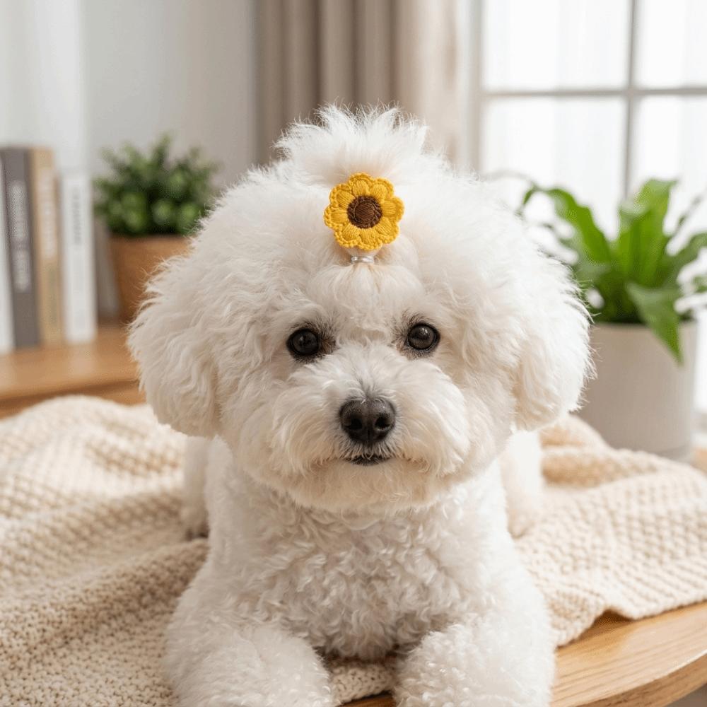 24pcs Decorative Pet Hair Tie Elastic Flower Hair Tie Lovely Dog Grooming Decor Grooming