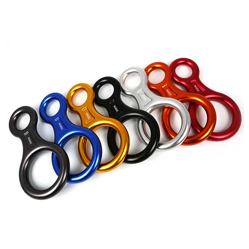 35KN Rock Carabiner Figure 8 Rappelling Rope Descender Aluminum Figure Belay Device Abseiling Downhill Equipment