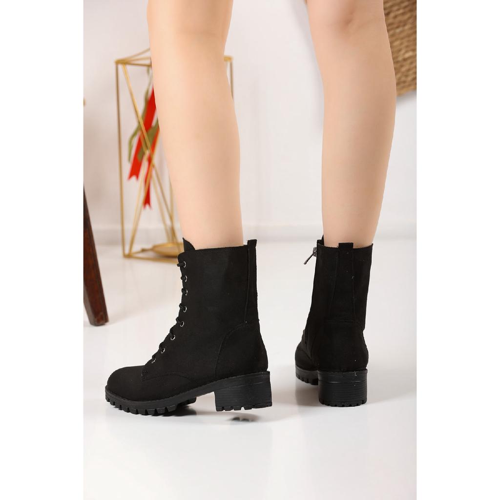 Женские зимние ботинки с длинными молниями и кружевом