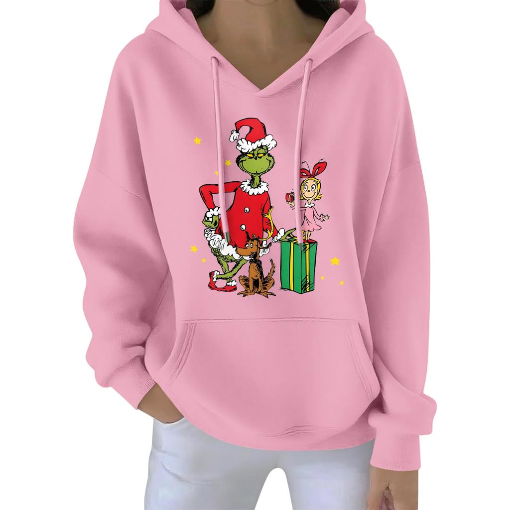 Women's Christmas Hoodie Funny Cute Christmas Holiday Sweatshirt Pullover