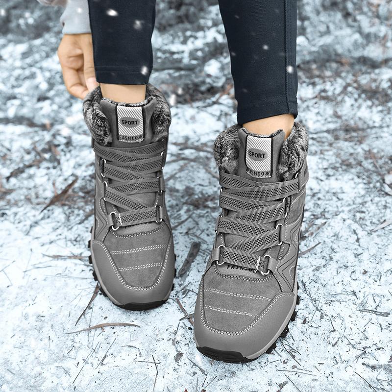 Плюс флисовые теплые нескользящие высокие женские зимние спортивные ботинки большого размера