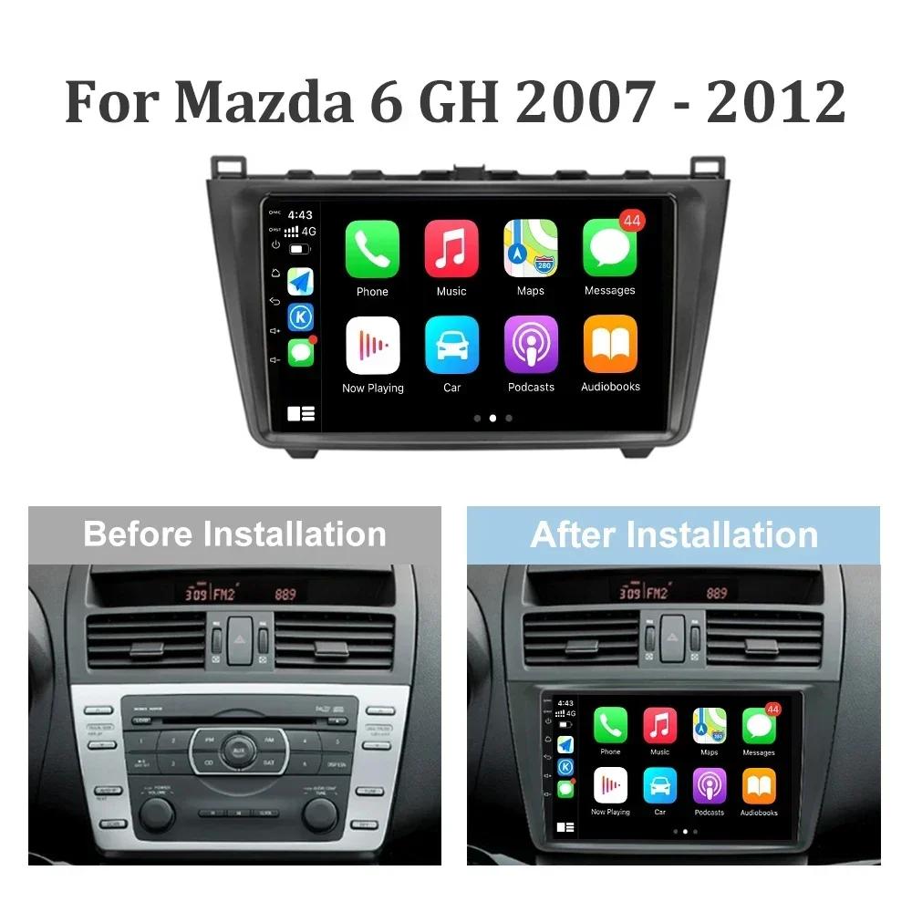 Android 13 беспроводной CarPlay автомагнитола для Mazda 6 GH 2007-2012 мультимедиа 4G WIFI GPS навигация сенсорный экран стерео