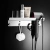 Punch-Free 304 Stainless Steel Hair Dryer Holder: Universal Wall-Mounted Rack for Hotel Bathrooms.