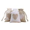 10Pcs Heart Shape Linen Small Drawstring Bag Reusable Burlap Jewelry Storage Pouch Gift Packaging Bags Party Candy Bags