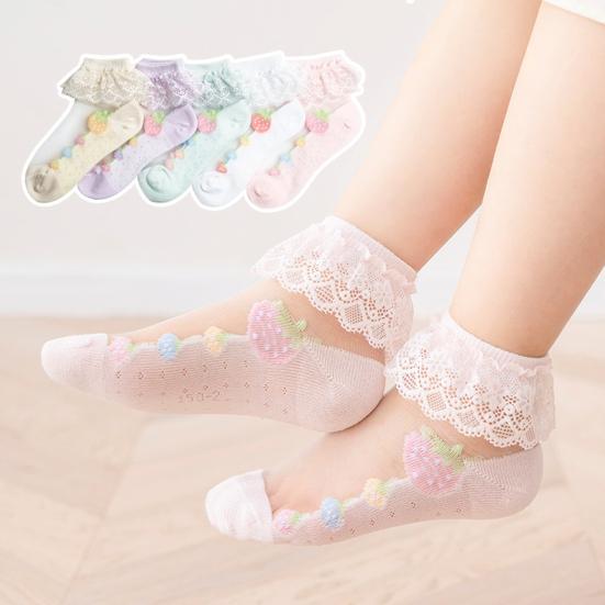 5 Pairs Baby Socks Super Soft Wear Resistant Cotton Infant Lace Socks Turn Cuff Ruffle Princess Socks
