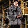 New Silver Fox Fur Men's Coat Fashion Warm Light Luxury Casual Coat Temperament Jacket Slim Cotton Coat
