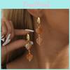 New Heart 2023 Design Natural Stone Earrings For Women Orange Fashion Fall