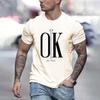 2024 Men's Street Ok Letter Print T-shirt Summer Men's Casual Short Sleeve Tops Oversized Hipster T Shirts Clothing New Menswear