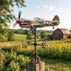 Shark Mouth Warplane Wind Spinner Metal Weather Vane Kinetic Shark Fighter Windmill Sculpture Outdoor Garden Yard Patio Lawn Decoration