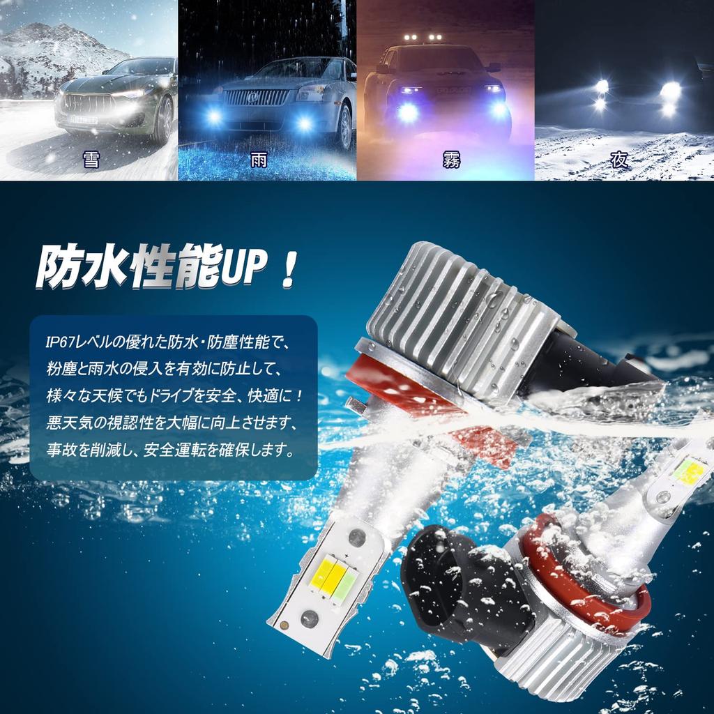 Fog Lamp H8 LED 3 Color Switching H9 H11 H16 Compatible LED Fog Light Yellow Blue Default White DC12V Car 20W 6000LM Ultra High Brightness CSP Chip