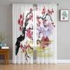 Японские прозрачные оконные шторы с вишневым деревом для гостиной, спальни, современная вуаль, тюлевые шторы, тканевые шторы для кухни