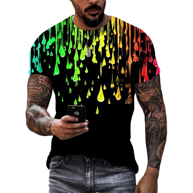 Летняя новая модная мужская футболка с цветным граффити, 3D трендовая индивидуальная футболка в стиле хип-хоп с принтом Харадзюку, футболки с круглым вырезом и короткими рукавами, топы