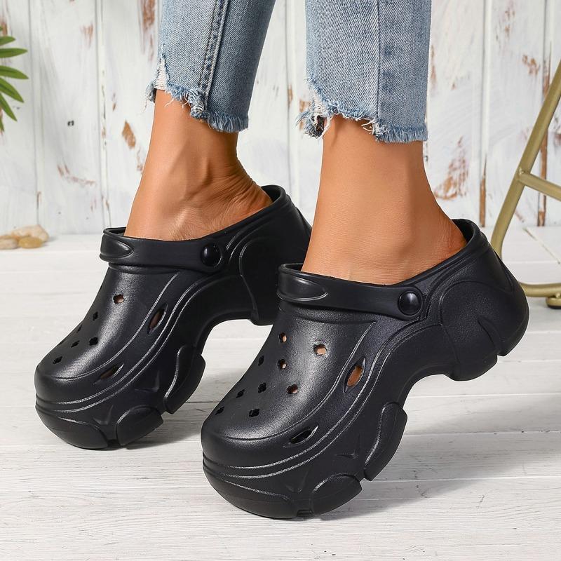 Модные сандалии на платформе с выемками, уличные туфли на толстой подошве для женщин, летние женские сандалии на платформе, повседневные пляжные тапочки