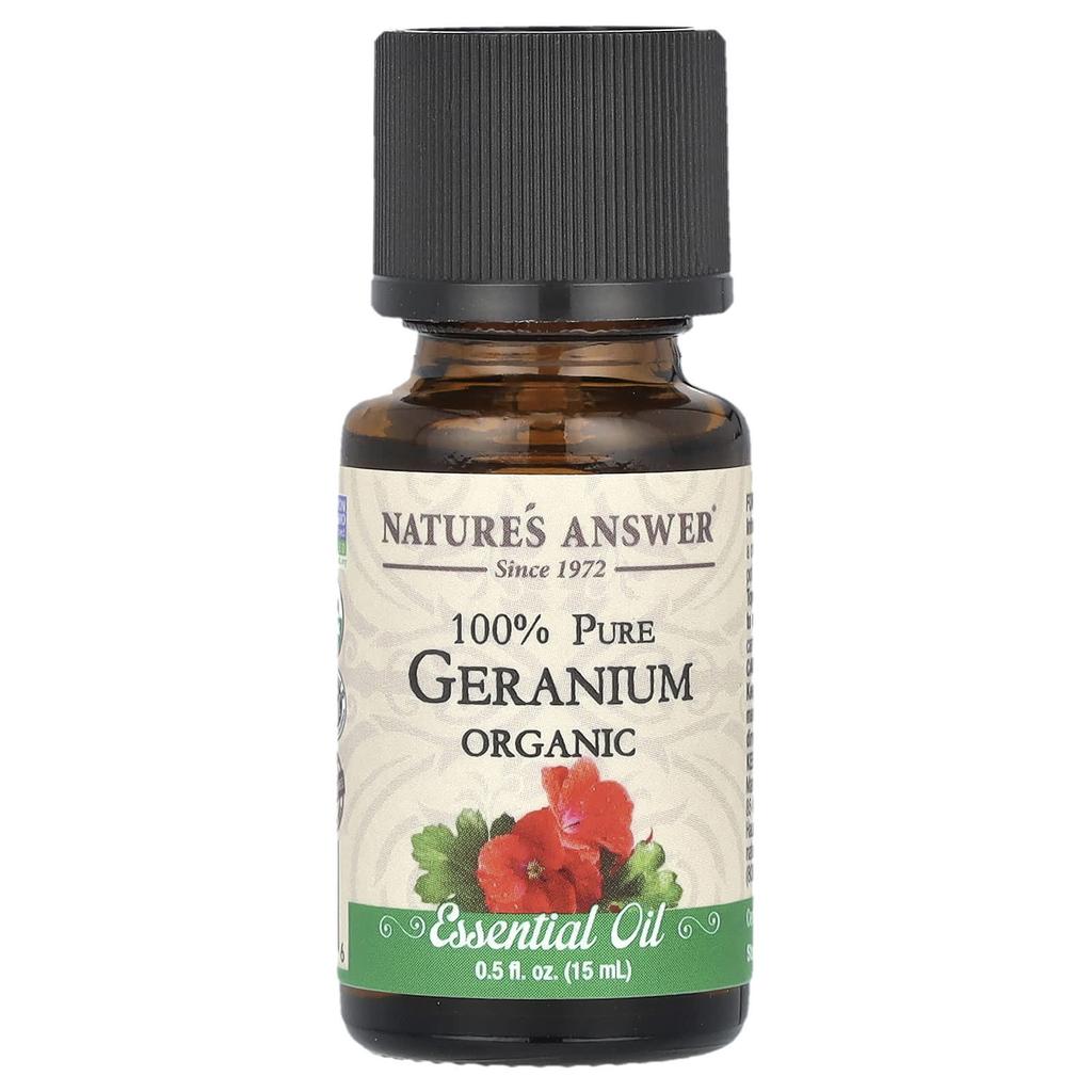 Nature's Answer Organic Essential Oil, 100% Pure, Geranium, 15 Ml (0.5 Fl Oz)