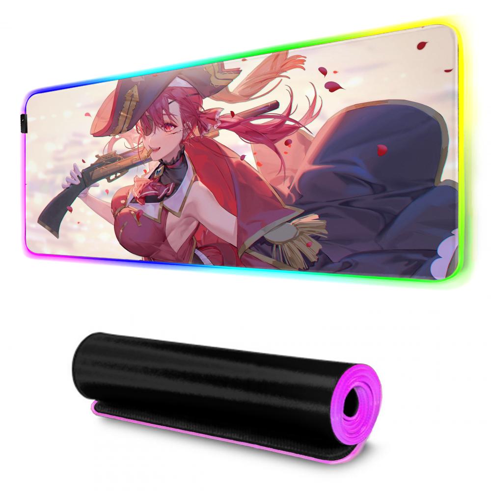 houshou marine Mouse Pad RGB Gaming Mousepad Big LED Pad PC Desk Mat Luminous Mouse Pad Large Keyboard Mats Table Rug With