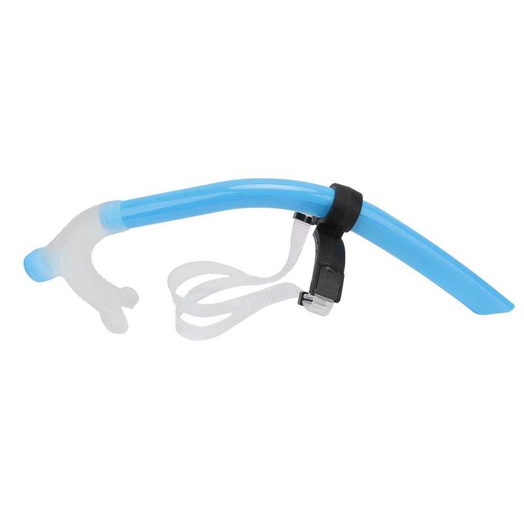 Swimming Snorkel Reduced Drag Silicone Swimming Breathing Tube with Adjustable Head Brace for