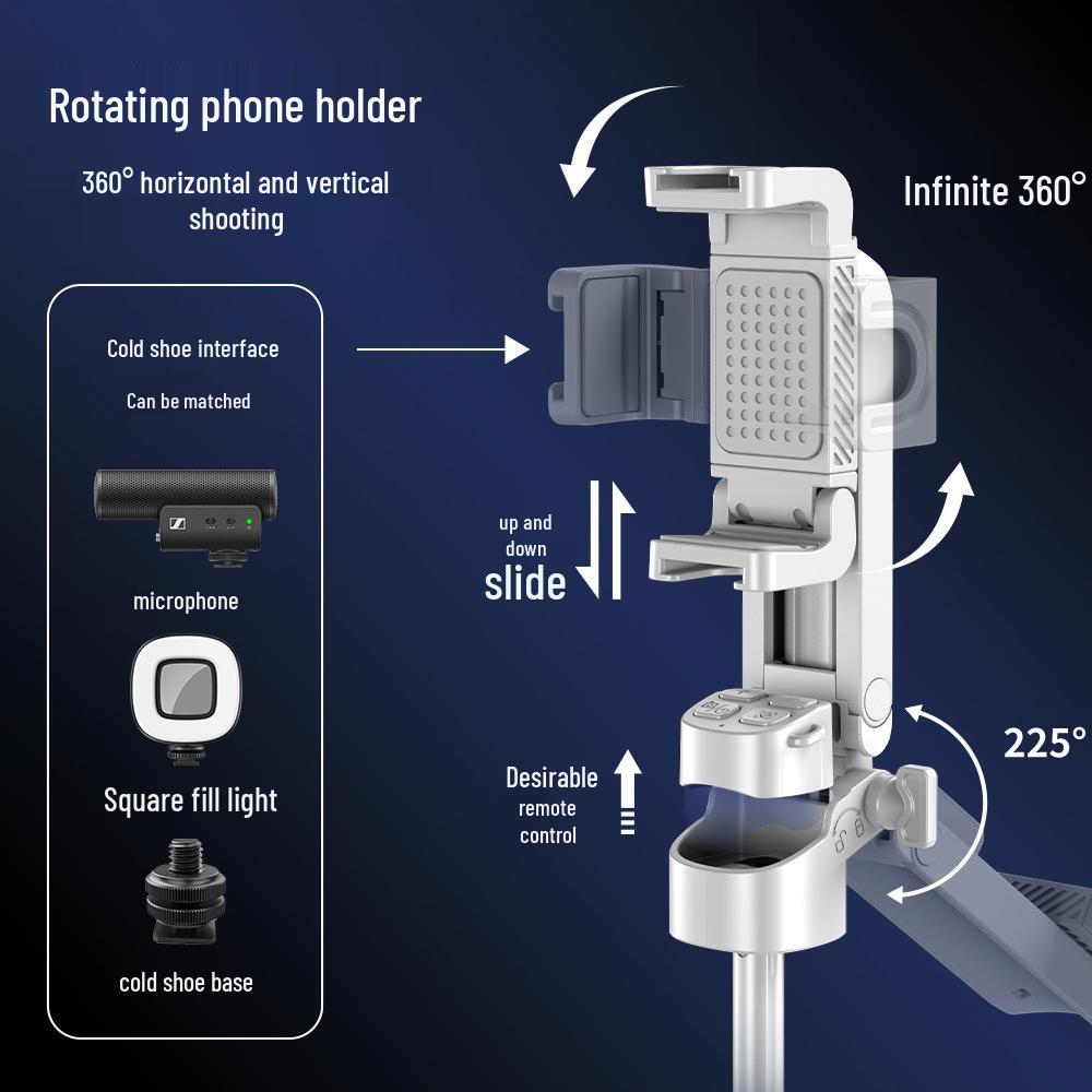 Компактный селфи-штатив с вращением на 360° и Bluetooth-пультом для прямых трансляций и фотографии