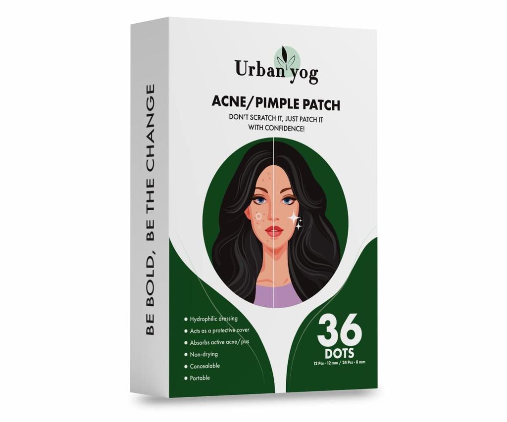 Urban Yog Acne Pimple Patch - Invisible Facial Stickers Cover with 100% Hydrocolloid, Pimple Patches for Face (Circular 36 Dots)