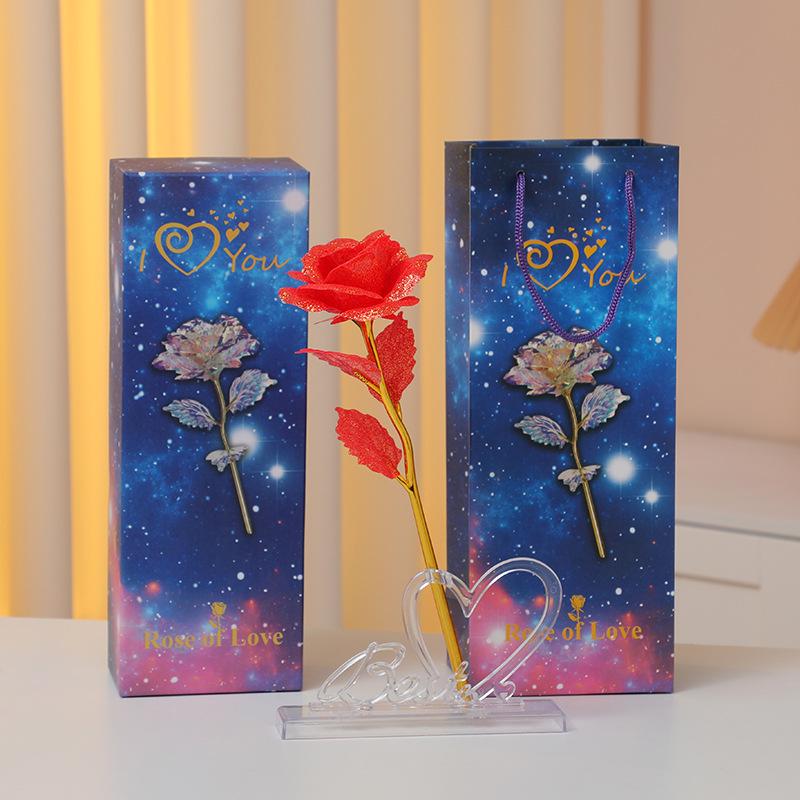 Роза из 24-каратной золотой фольги Светящийся букет: Сохраненные искусственные цветы на День святого Валентина, День матери и дни рождения