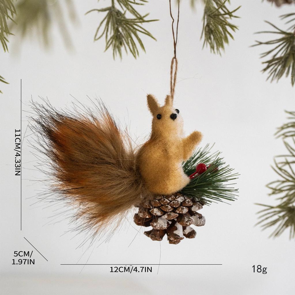 Christmas Squirrel Decoration Christmas Tree Pendant Party Decoration Cute Hairy Decorations