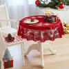 Рождественская скатерть Красное кружево Скатерть с Санта-Клаусом Устойчивая к складкам Круглая скатерть для дома, званого ужина, праздничного украшения