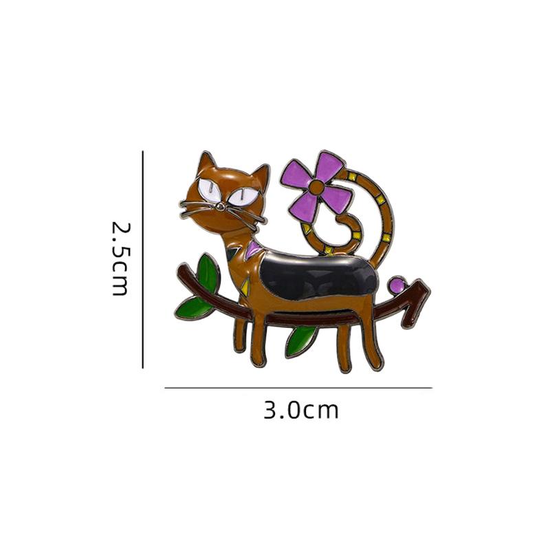 1 Pc Cute Oil Dripping Cat Brooch Cartoon Kitten Brooch Anti Walking Light Diamond Cat Brooch