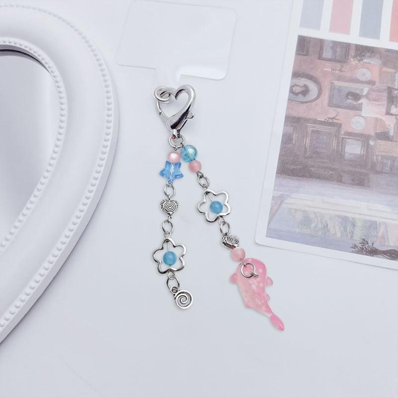 Sweet Cool Keychain Backpack Pendant for Women Star Whale Crystal Beaded Keyring Valentines Day Gift Bag Car Ornament