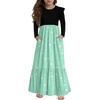 Girls' Tiered Ruffle Dress - Long Sleeve Printed Maxi With Pockets
