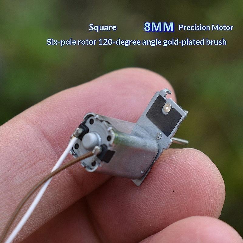 Electric Motor 6-pole Rotor Mini Micro 8mm Square DC 3V 5V 6V Durable Motor for Student Learning DIY Tools