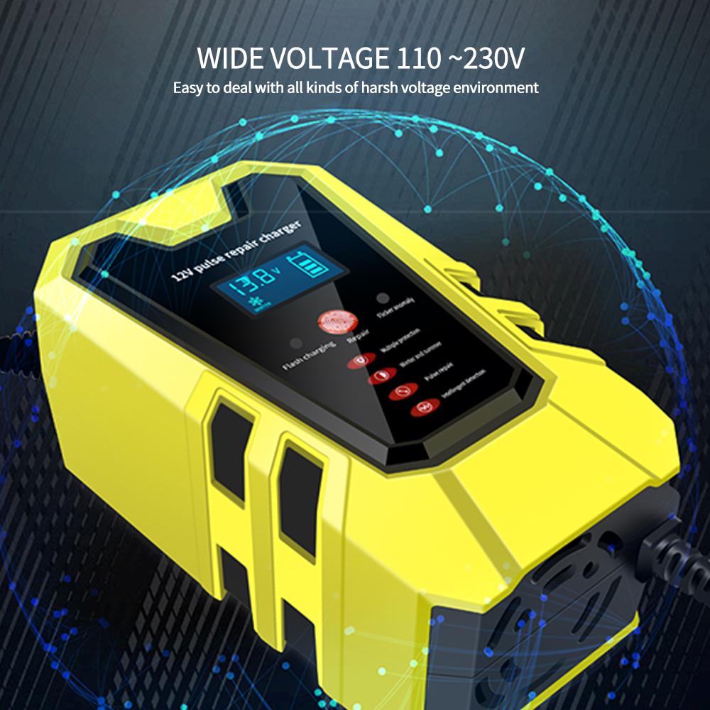 12 В импульсный ремонт 6 А быстрая зарядка для автомобиля/мотоцикла свинцово-кислотный литиевый автомобильный аккумулятор зарядное устройство ЖК-дисплей тестер аккумулятора