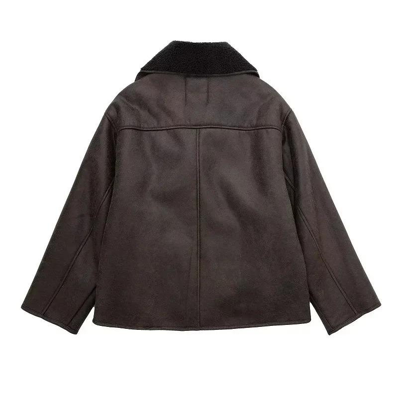 Autumn/Winter Women's Jacket Plush Coat Spring Faux Leather Jacket Warm Thick Wool Blend Coat Street Fashion