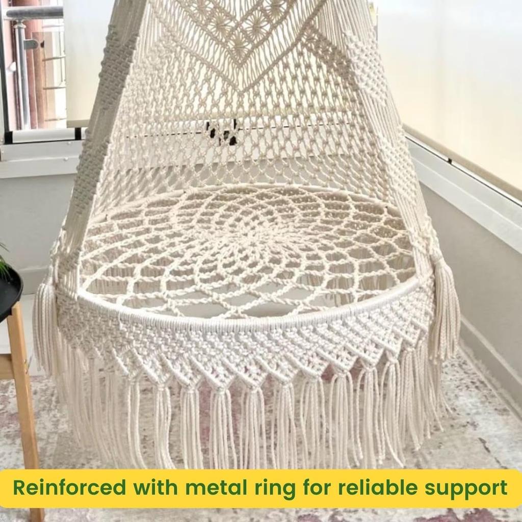 Роскошный гамак-качели из макраме премиум-класса для взрослых и детей, большое кресло Jhula Relax для помещения, улицы, балкона, террасы, патио, гостиной, дома