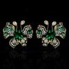 Серьги-бабочки из черного голубя с малахитом, зеленым бриллиантом и цирконом