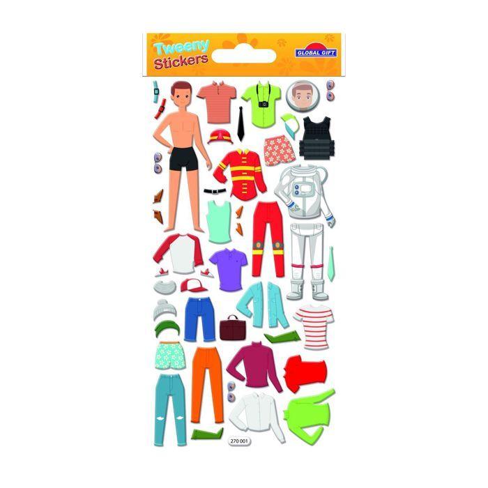 Autocollants réutilisables - Relief 3D - Vêtements Garçons