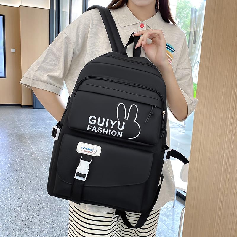 Рюкзак большой емкости, школьный однотонный рюкзак из четырех предметов для женщин