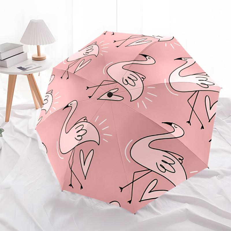 1pc Flamingo Pattern Automatic Cute Umbrella 8-Bone Design Compact Gear for Outdoor Travel, Perfect Holiday Gift yy251230045