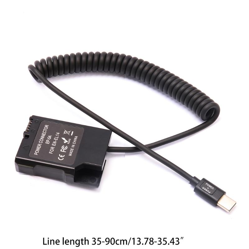 EN-EL14 Dummy Battery C Coupler Adapter Dummy Battery Coupler with USB C-type Spring Power Cable for  D3100
