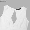 ZANZEA Women Summer V-Neck Sleeveless Backles Casual Long Dress