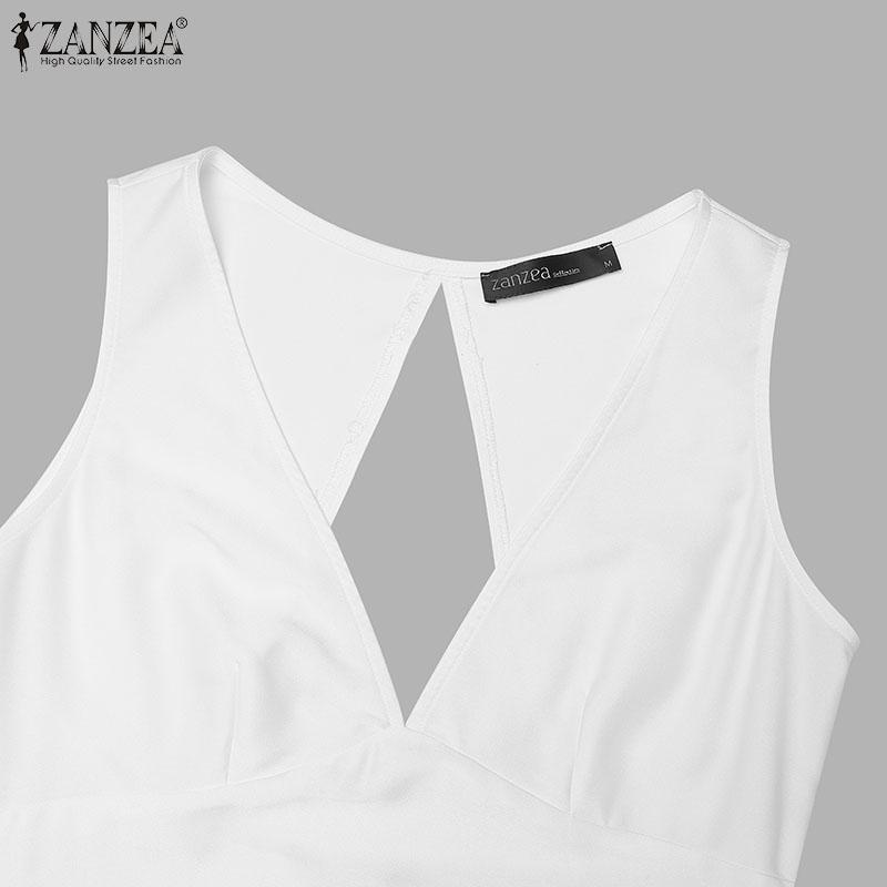 ZANZEA Women Summer V-Neck Sleeveless Backles Casual Long Dress