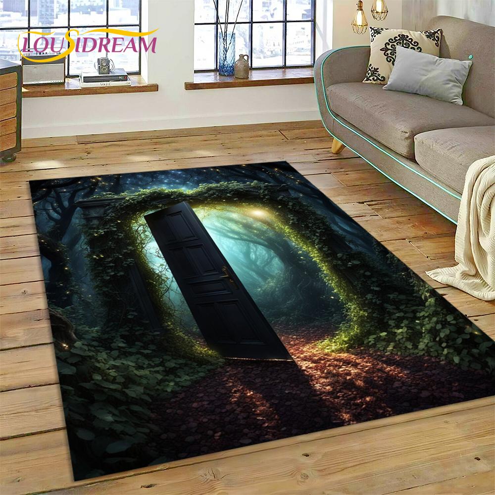3D Ковер-иллюзия Ворота Храма Бога для Гостиной, Спальни, Дома, Декор Дивана, Ковер для Игровой Зоны Детей, Нескользящий Коврик