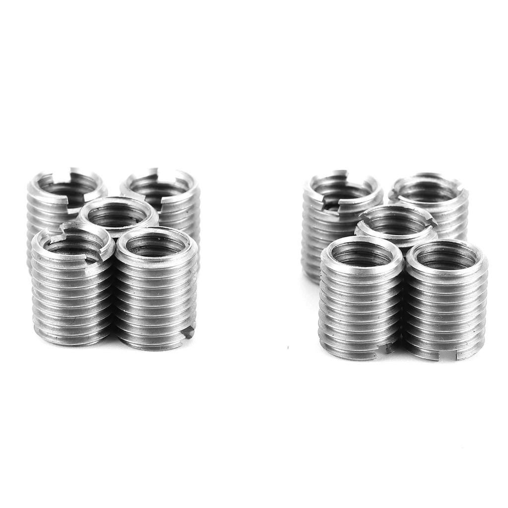 10Pcs Insert Nut Male Thread Repair Stainless Steel Slotting Sleeve Screw Repair Tool Kit
