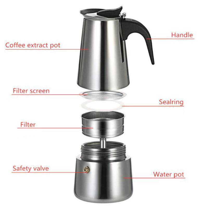 Stainless Steel Coffee Pot Espresso Mocha Pot With Small Electric Stove Portable Household Coffee Utensil Set