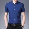 Men's Summer Solid Color Short-Sleeve Turn-Down Collar Shirt - Casual and Workwear Top