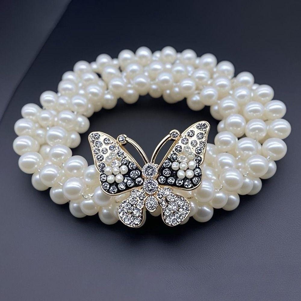 Pearls and Rhinestones Butterfly Pearl Belt  For Skirts Dress Top Sweater Coat